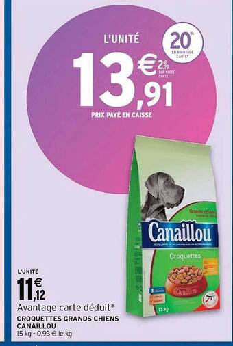 Intermarché Hyper Croquettes Grands Chiens Canaillou offre