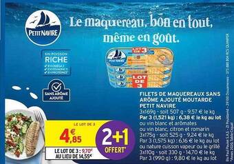 Intermarché Hyper Filets De Maquereaux Sans Arôme Ajouté Moutarde Petit Navire offre