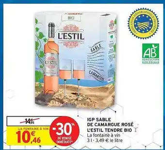 Intermarché Hyper Igp Sable De Camargue Rosé L'estil Tendre Bio offre