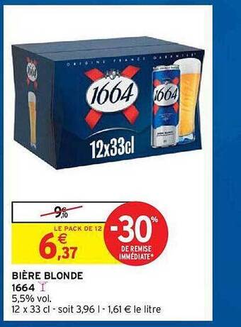 Intermarché Hyper Bière Blonde 1664 offre