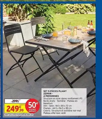 Intermarché Hyper Set 5 Pièces Pliant Zephir-4 Personnes offre