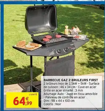 Intermarché Hyper Barbecue Gaz 2 Bruleurs First offre