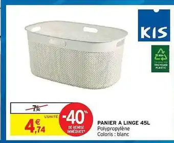 Intermarché Hyper Panier à Linge 45l Kis offre