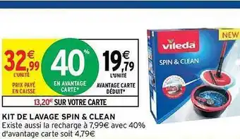 Intermarché Hyper Kit De Lavage Spin & Clean Vileda offre