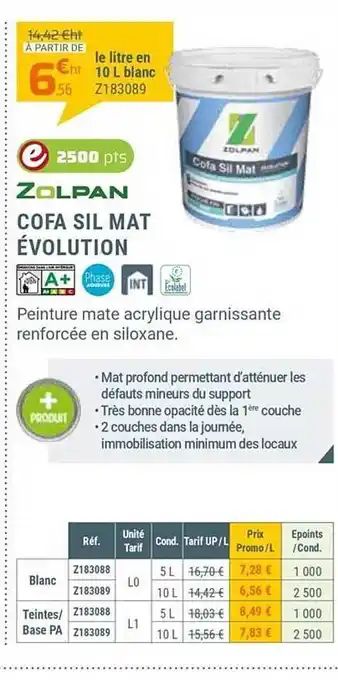 Cofa Sil Mat évolution
