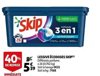 Auchan Lessive écodoses Skip offre