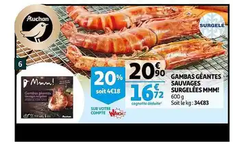 Auchan Gambas Géantes Sauvages Surgelées Mmm! offre
