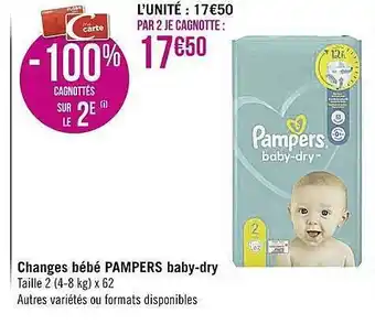 Casino Supermarchés Changes Bébé Pampers Baby-dry offre