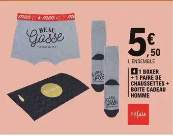E.Leclerc 1 Boxer + 1 Paires De Chaussettes + Boîte Cadeau Homme Tissaia offre