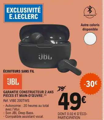 E.Leclerc écouteurs Sans Fil Jbl offre
