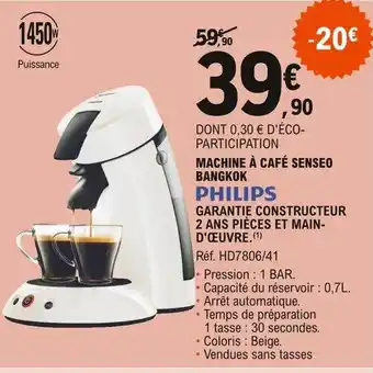 E.Leclerc Machine à Café Senseo Bangkok Philips offre