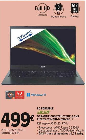 E.Leclerc Pc Portable Acer offre