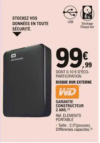 E.Leclerc Disque Dur Externe Wd offre