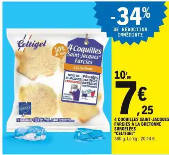 E.Leclerc 4 Coquilles Saint-jacques Farcies à La Bretonne Surgelées offre