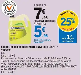 E.Leclerc Liquide De Refroidissement Universel -25°c offre