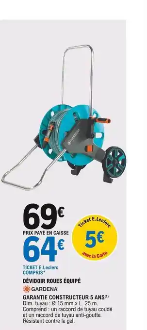 E.Leclerc Dévidoir Roues équipé Gardena offre