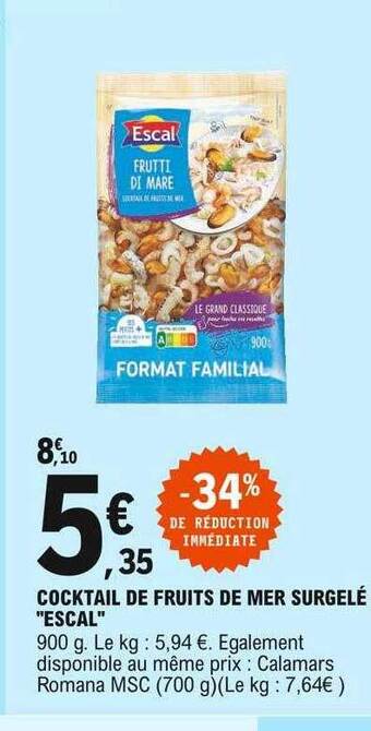 E.Leclerc Cocktail De Fruits De Mer Surgelé offre