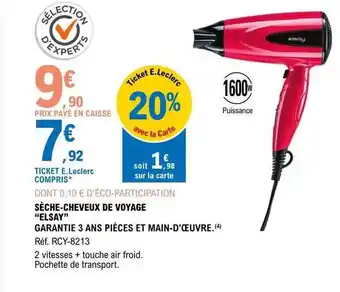E.Leclerc Sèche-cheveux De Voyage offre