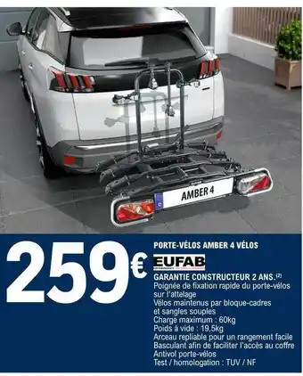 E.Leclerc Porte-vélos Amber 4 Vélos Eufab offre