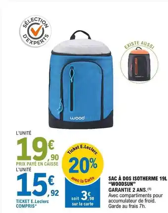 E.Leclerc Sac à Dos Isotherme 19l offre