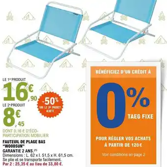 E.Leclerc Fauteuil De Plage Bas offre