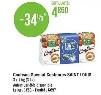 Géant Casino Confisuc Spécial Confitures Saint Louis offre