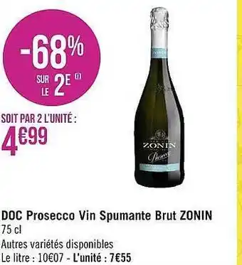 Géant Casino Doc Prosecco Vin Spumante Brut Zonin offre