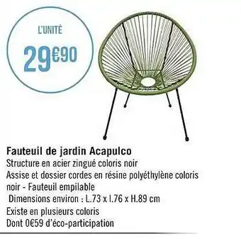Géant Casino Fauteuil De Jardin Acapulco offre