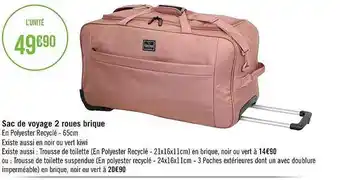 Géant Casino Sac De Voyage 2 Roues Brique offre