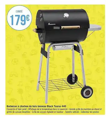 Barbecue à Charbon De Bois Tonneau Black Taurus 440