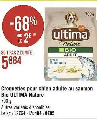 Géant Casino Croquettes Pour Chien Adulte Au Saumon Bio Ultima Nature offre