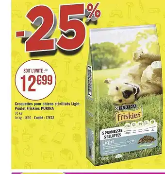 Géant Casino Croquettes Pour Chiens Stérilisé Light Poulet Friskies Purina offre