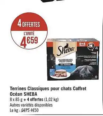 Géant Casino Terrines Classiques Pour Chats Coffret Océan Sheba offre