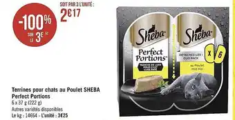 Géant Casino Terrines Pour Chats Au Poulet Sheba Perfect Portions offre