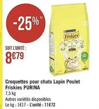 Géant Casino Croquettes Pour Chats Lapin Poulet Friskies Purina offre