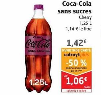 Colruyt Coca-cola Sans Sucres offre