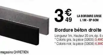 Chretien Matériaux Bordure Béton Droite offre