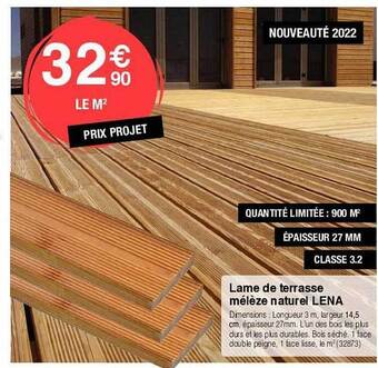 Chretien Matériaux Lame De Terrasse Mélèze Naturel Lena offre