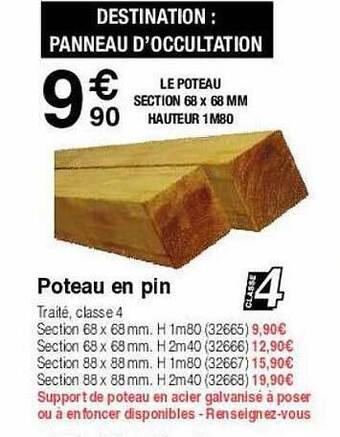 Chretien Matériaux Poteau En Pin offre