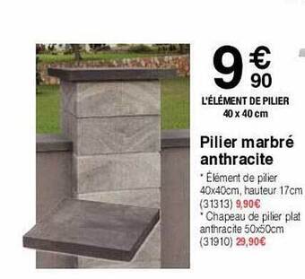 Chretien Matériaux Pilier Marbré Anthracite offre