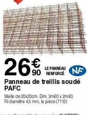Chretien Matériaux Panneau De Treillis Soudé Pafc offre