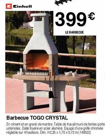Chretien Matériaux Barbecue Togo Crystal offre