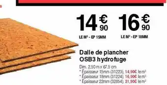 Chretien Matériaux Dalle De Plancher Osb3 Hydrofuge offre