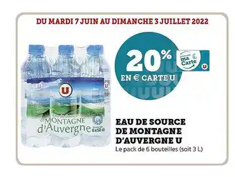 Hyper U Eau De Source De Montagne D'auvergne U offre