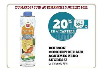 Hyper U Boisson Concentrée Aux Agrumes Zéro Sucres U offre
