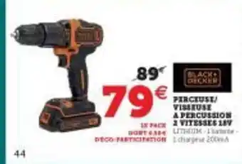 Hyper U Perceuse-visseuse à Percussion 2 Vitesses 18v Black+decker offre
