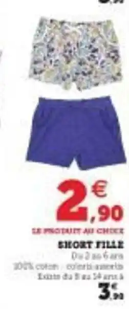 Hyper U Short Fille offre