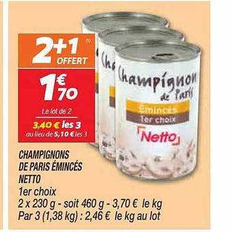 Netto Champignons De Paris émincés Netto offre