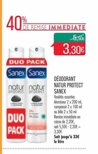 Match Déodorant Natur Protect Sanex offre