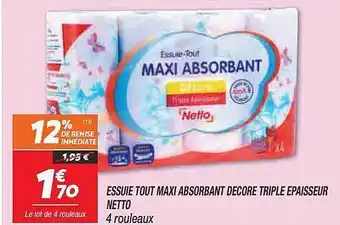 Netto Essuie Tout Maxi Absorbant Décore Triple épaisseur Netto offre